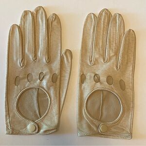 Vintage Morley gloves, estate piece, off white decorative leather, size 7 (S/M)